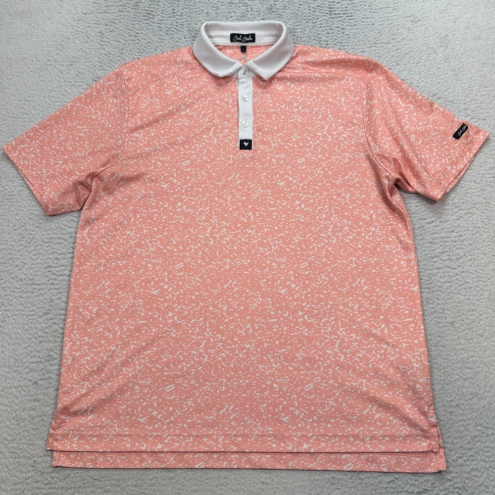 Bad Birdie Men's Golf Polo Shirt Size Large Peach - Picture 2 of 9